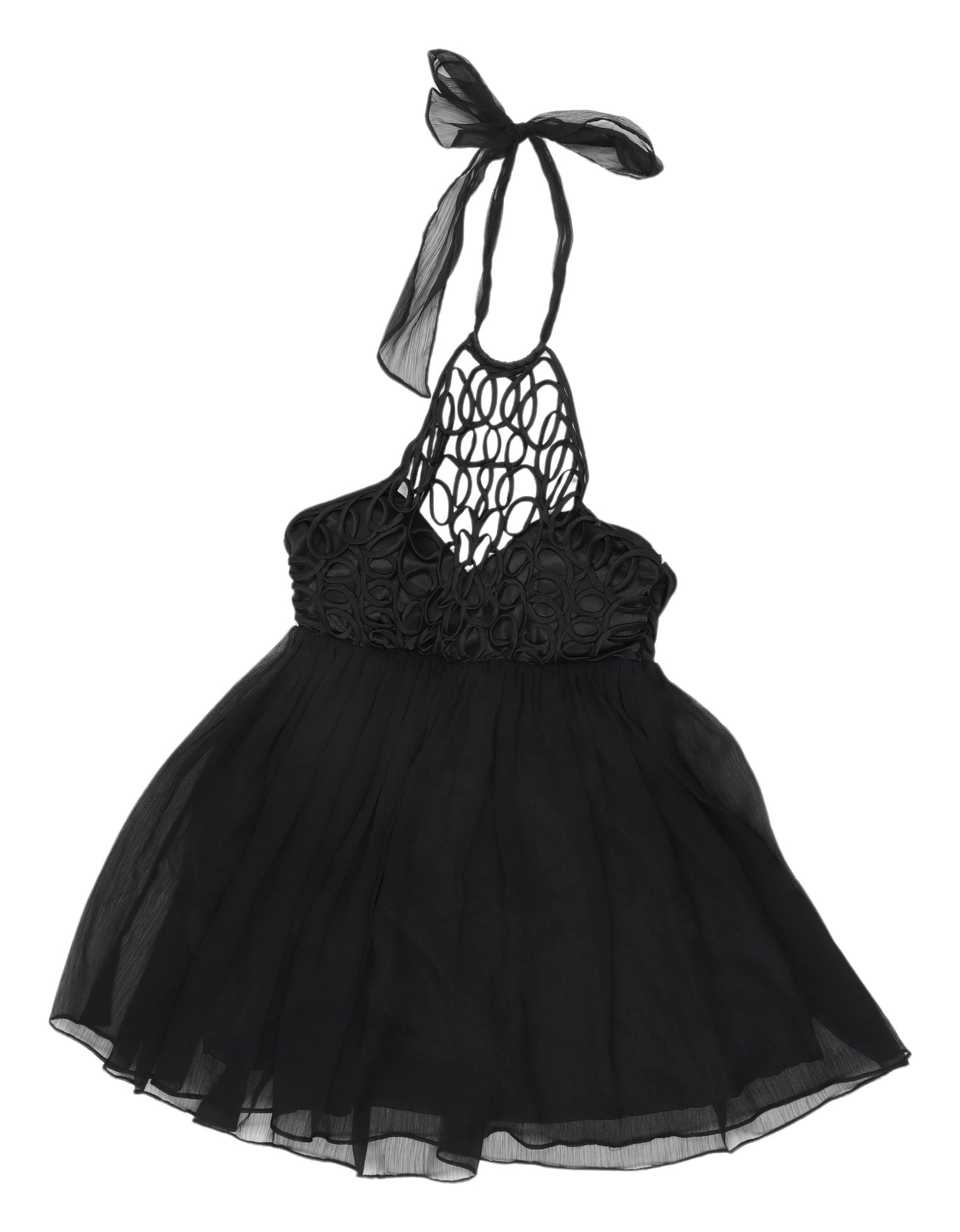 Lipsy Women's Black Halter Fit & Flare Party Dress UK 12