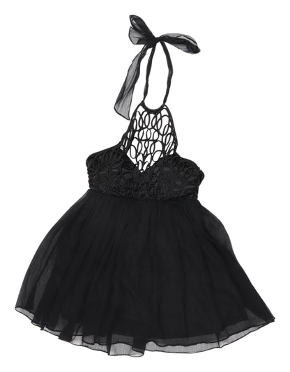 Lipsy Women's Black Halter Fit & Flare Party Dress UK 12