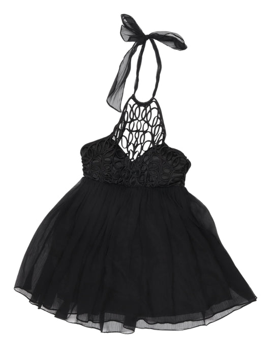 Lipsy Women's Black Halter Fit & Flare Party Dress UK 12