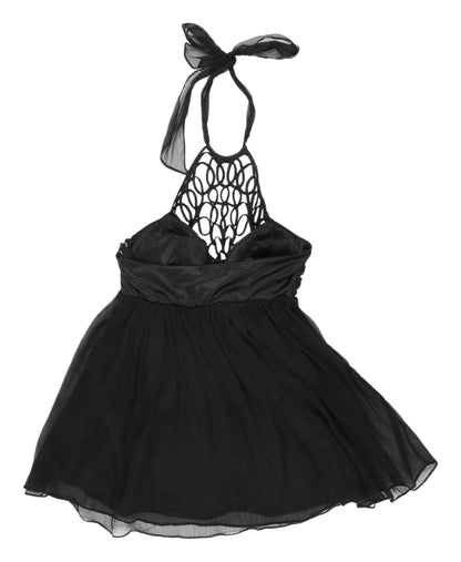 Lipsy Women's Black Halter Fit & Flare Party Dress UK 12