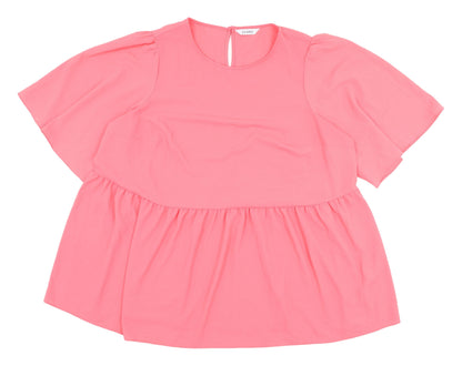 Evans Women's Pink Flutter Sleeve Tunic Blouse Size 20