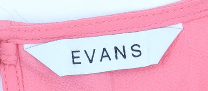 Evans Women's Pink Flutter Sleeve Tunic Blouse Size 20