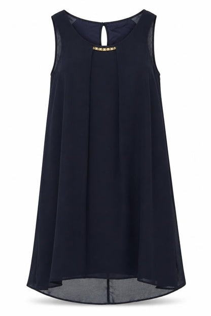 Wallis Women's Blue Shift Dress UK 14 Sleeveless Keyhole