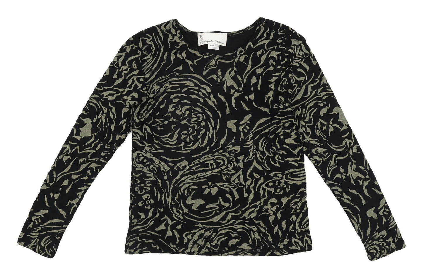 PSE Women's Black Animal Print Long Sleeve Top, Size M