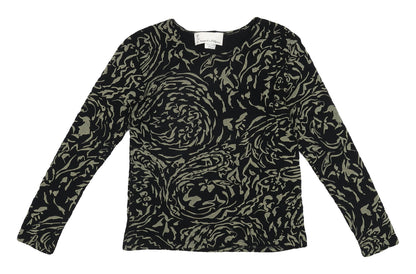PSE Women's Black Animal Print Long Sleeve Top, Size M
