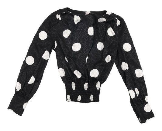Womens UK Size 4 New Look Black Cropped Blouse