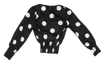 Womens UK Size 4 New Look Black Cropped Blouse