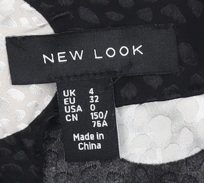 Womens UK Size 4 New Look Black Cropped Blouse