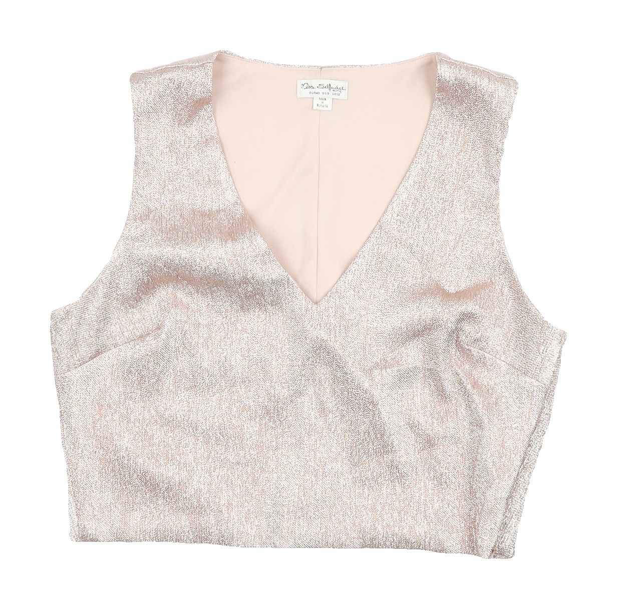 Miss Selfridge Women's Silver Cropped Blouse UK 12