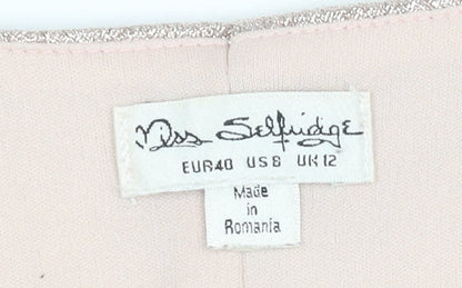 Miss Selfridge Women's Silver Cropped Blouse UK 12