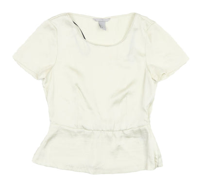 Womens UK Size 4 H&M Ivory Basic Blouse