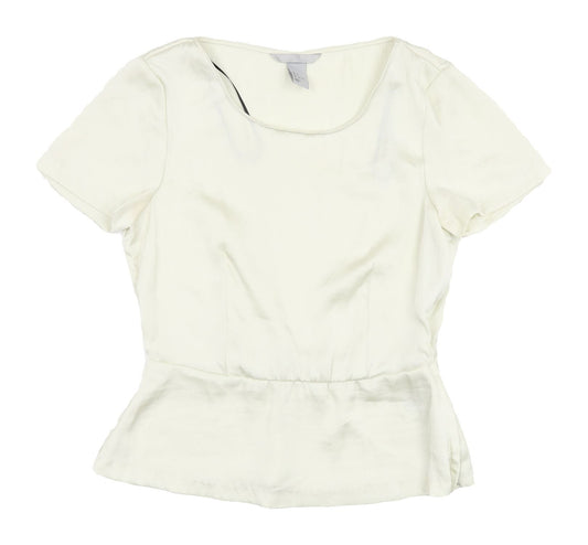 Womens UK Size 4 H&M Ivory Basic Blouse