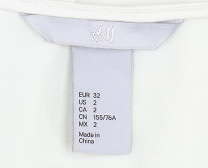 Womens UK Size 4 H&M Ivory Basic Blouse