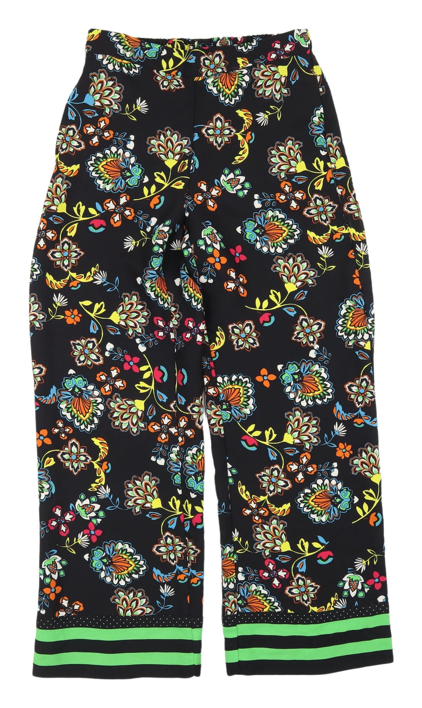 River Island Women's Black Floral Cropped Trousers Size 10