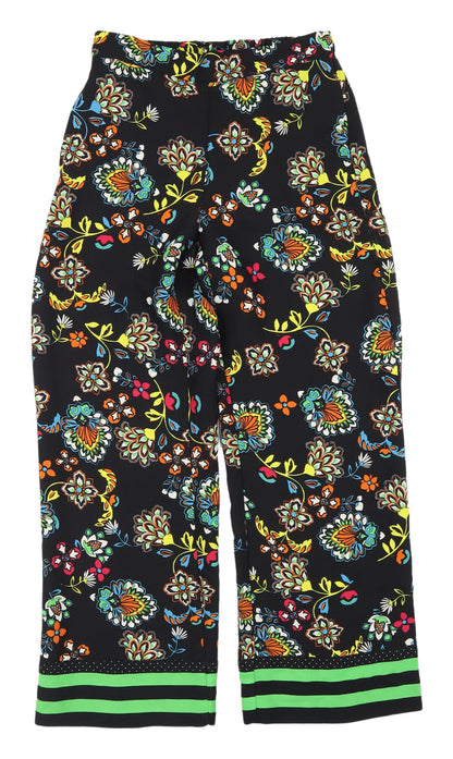 River Island Women's Black Floral Cropped Trousers Size 10