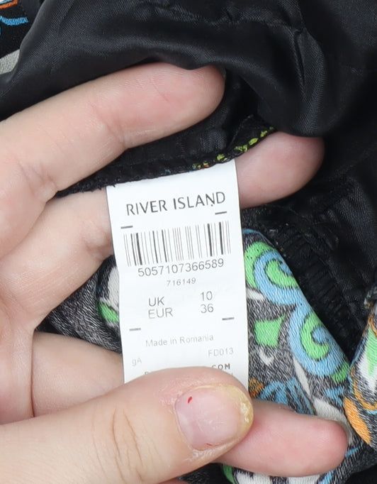 River Island Women's Black Floral Cropped Trousers Size 10