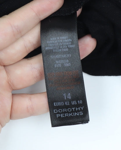 Womens UK Size 14 Dorothy Perkins Black Tunic Blouse