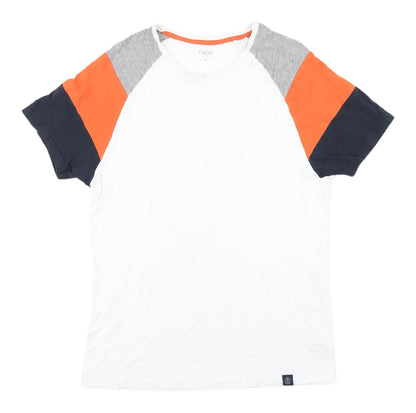 Next Men's Colourblock T-Shirt, M, White, Orange, Casual Cotton