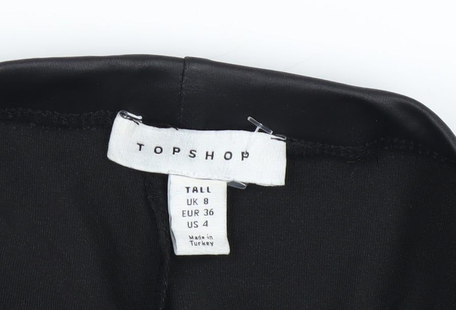 Topshop Black Flared Trousers 8 Tall Women's