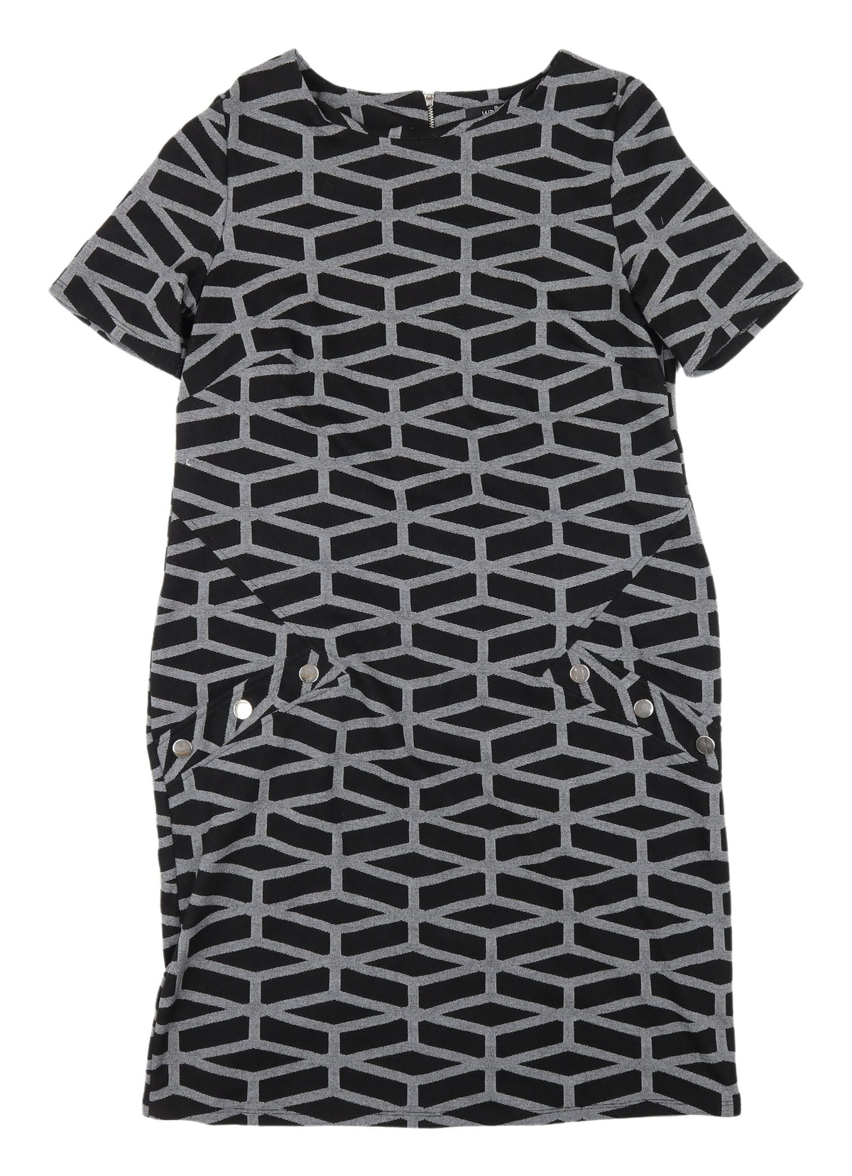 Wallis Women's Black Geometric Shift Dress Size 10