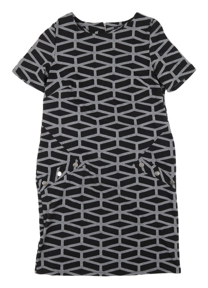 Wallis Women's Black Geometric Shift Dress Size 10