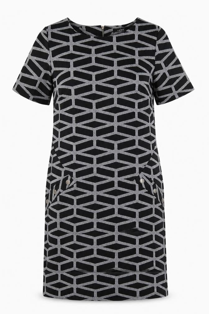 Wallis Women's Black Geometric Shift Dress Size 10