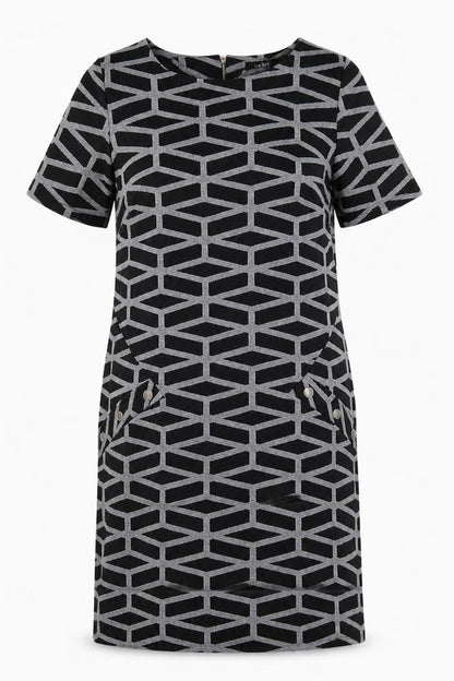 Wallis Women's Black Geometric Shift Dress Size 10