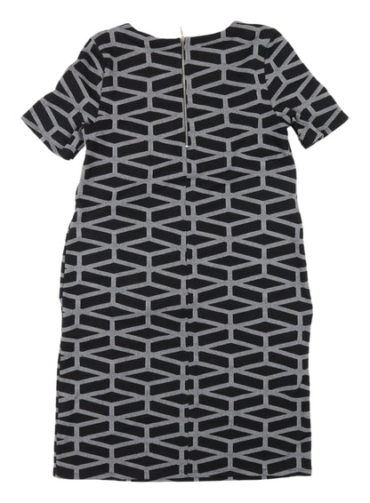 Wallis Women's Black Geometric Shift Dress Size 10