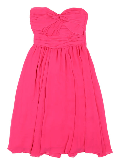 H&M Pink Strapless Ruched Dress Women Size 6