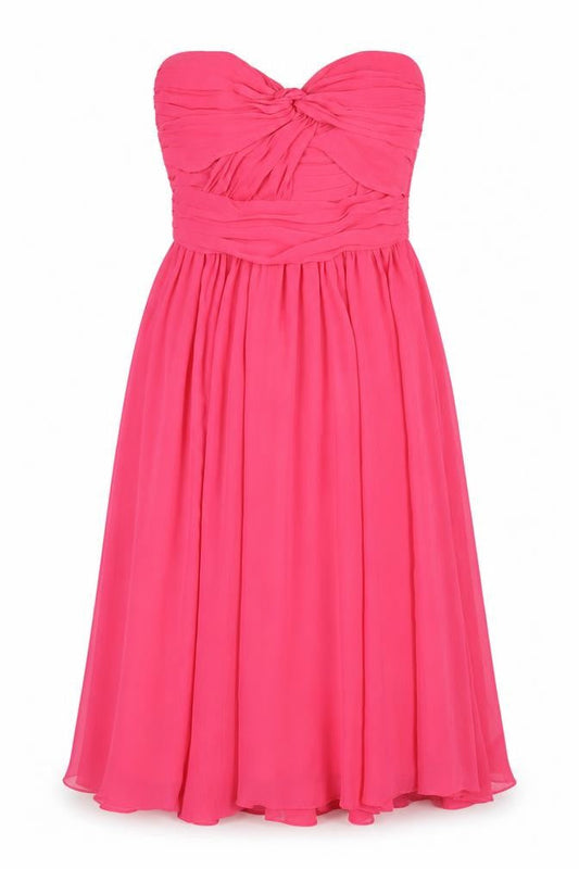 H&M Pink Strapless Ruched Dress Women Size 6