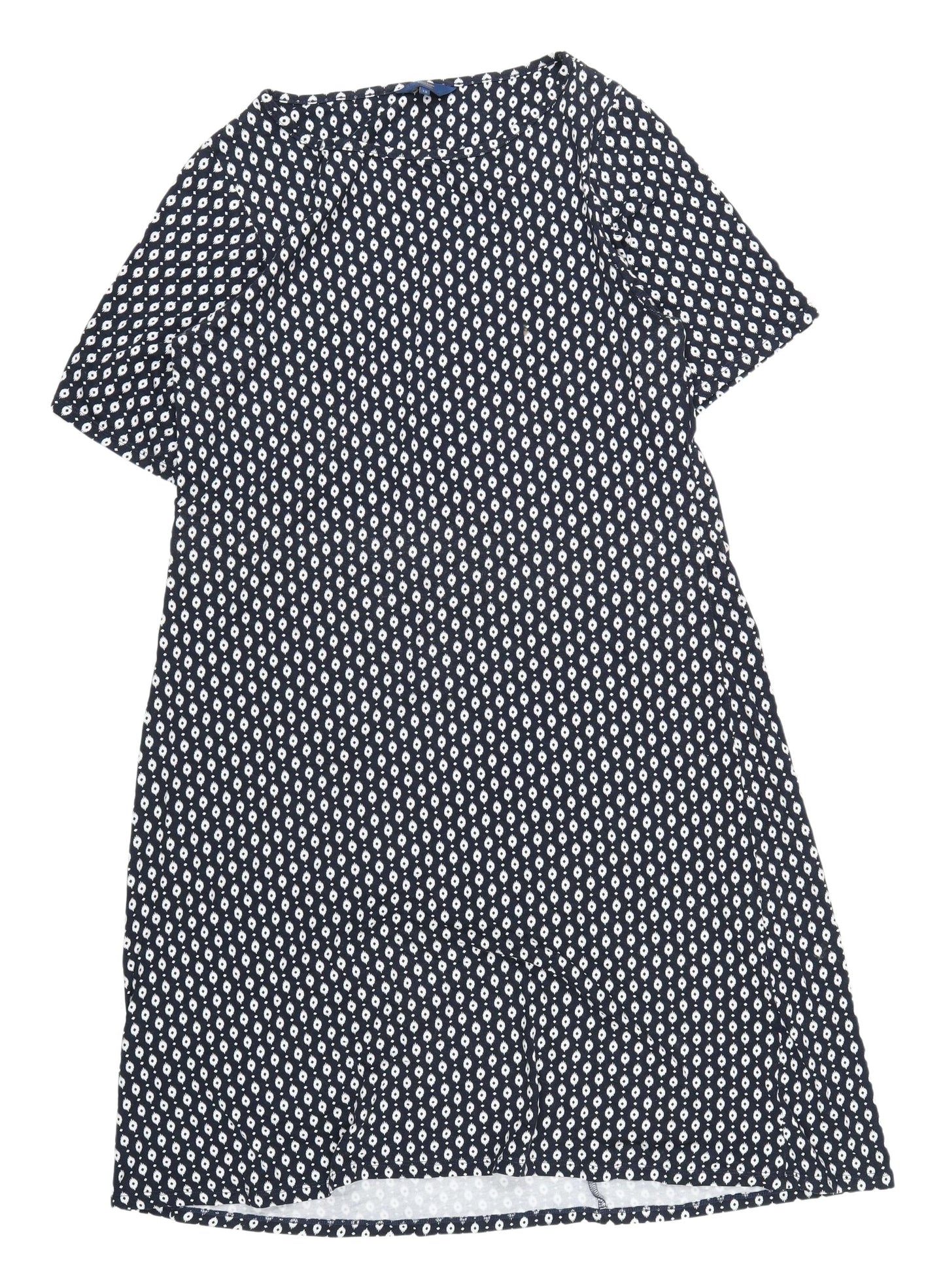 Cotton Traders Blue Geometric Shift Dress Size 12
