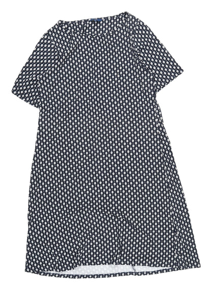 Cotton Traders Blue Geometric Shift Dress Size 12