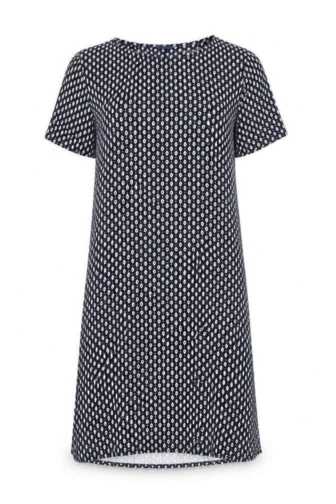Cotton Traders Blue Geometric Shift Dress Size 12