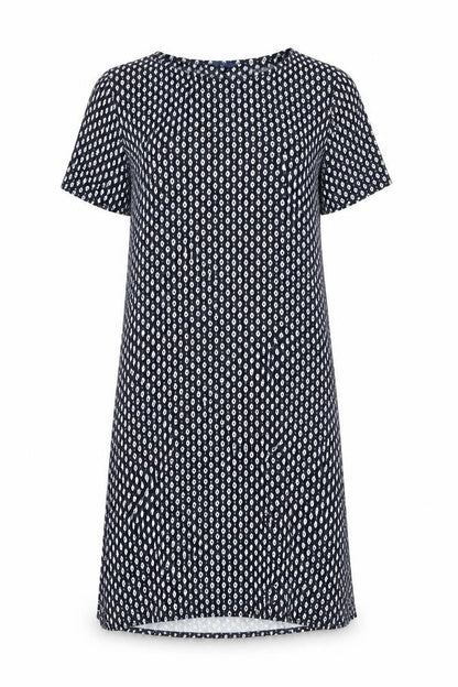 Cotton Traders Blue Geometric Shift Dress Size 12