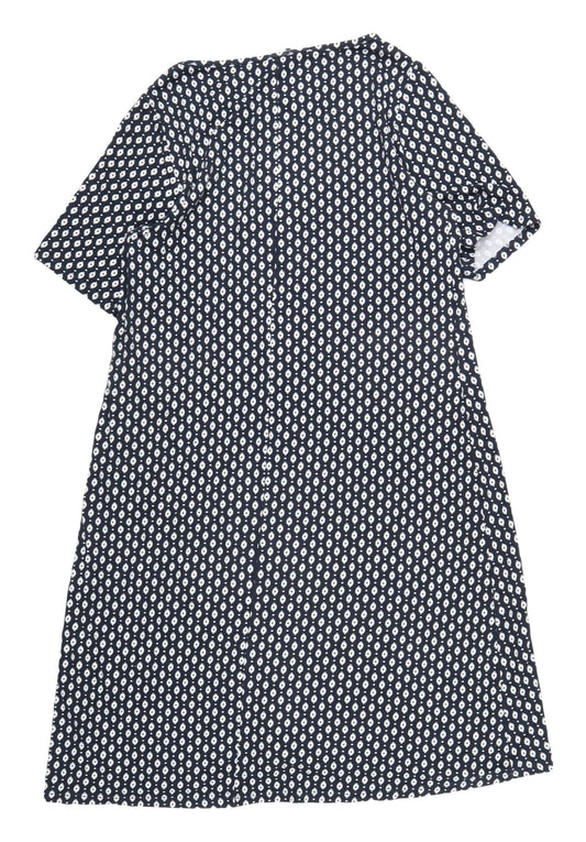 Cotton Traders Blue Geometric Shift Dress Size 12