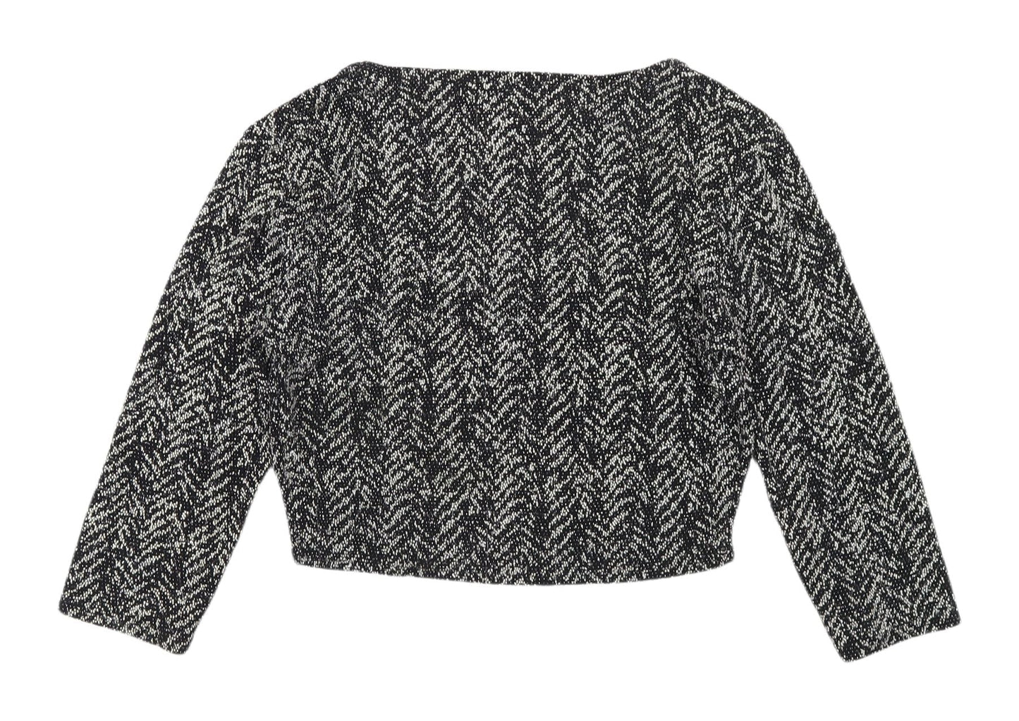 Luna Love Black Cropped Herringbone Blouse Size 10 Women