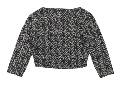 Luna Love Black Cropped Herringbone Blouse Size 10 Women