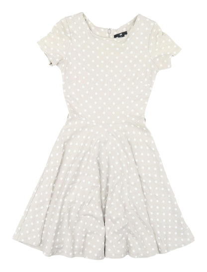 H&M Women's Beige Polka Dot Fit & Flare Dress XS