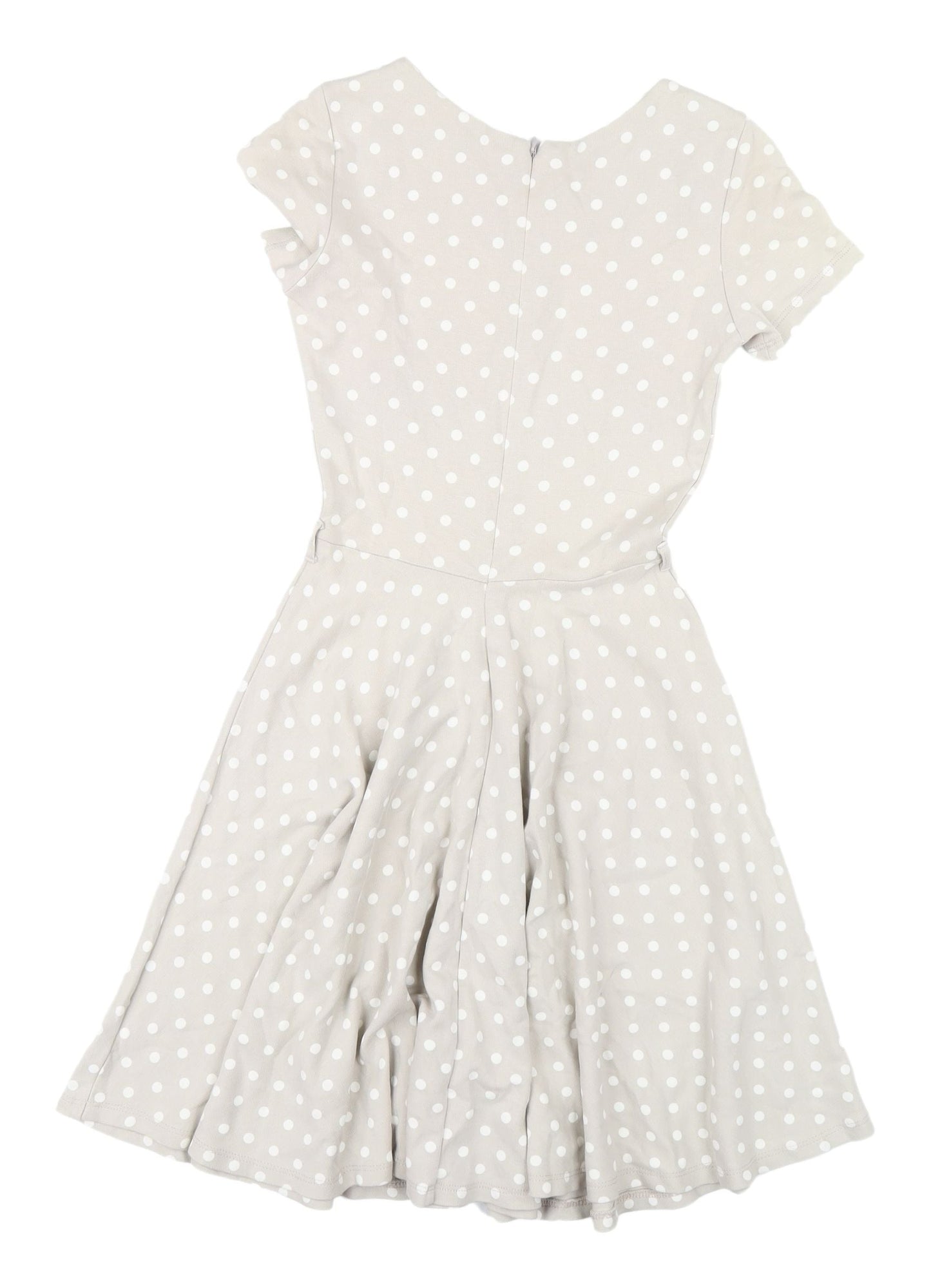 H&M Women's Beige Polka Dot Fit & Flare Dress XS