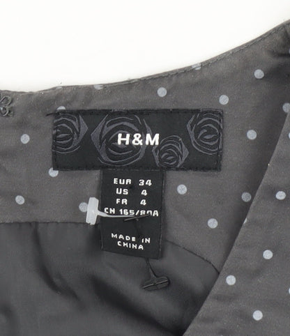 H&M Women's Grey Polka Dot Sheath Dress, Size 6