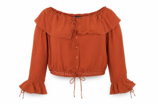 Womens UK Size UK 10 Topshop Orange Wrap Blouse