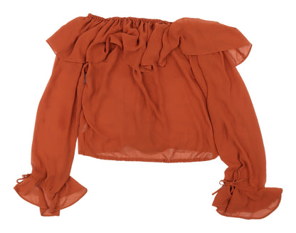 Womens UK Size UK 10 Topshop Orange Wrap Blouse