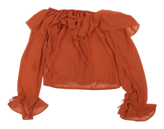 Womens UK Size UK 10 Topshop Orange Wrap Blouse