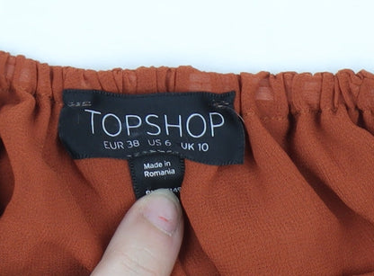 Womens UK Size UK 10 Topshop Orange Wrap Blouse