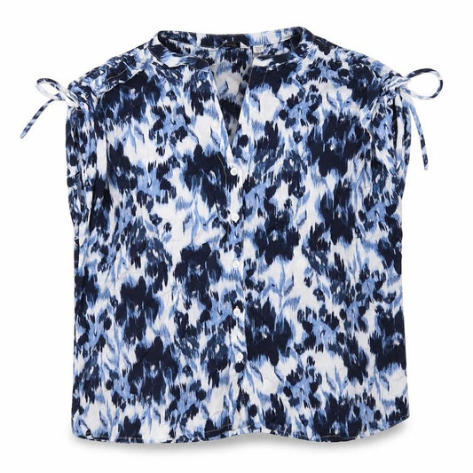 Front view of b.young Women's Blue Floral Camisole Blouse, size 10