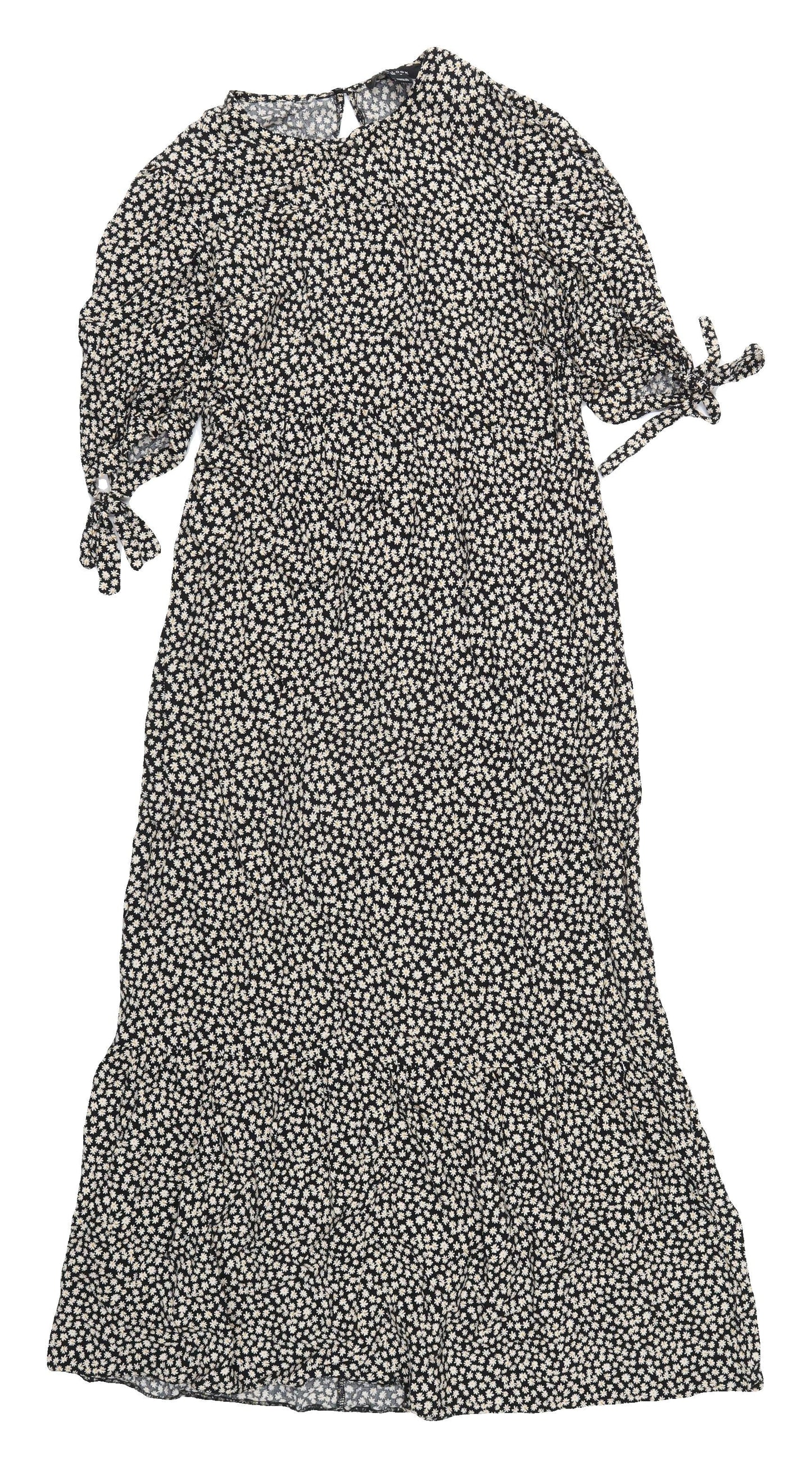 New Look Women’s Black A-Line Floral Maxi Dress Size 8