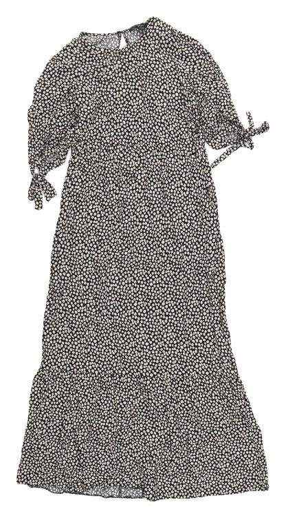 New Look Women’s Black A-Line Floral Maxi Dress Size 8
