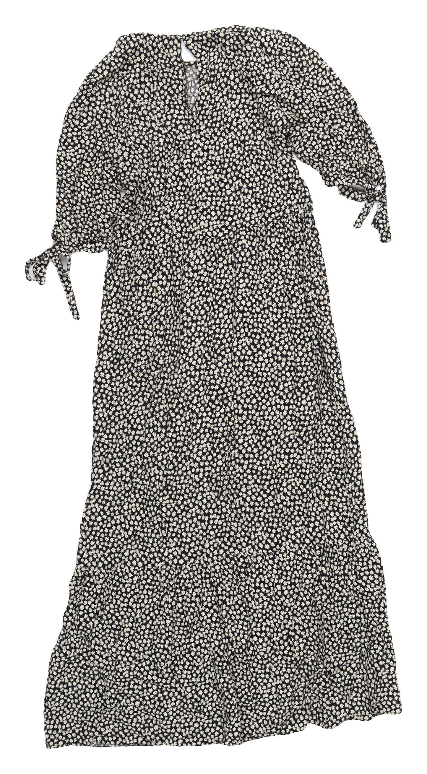 New Look Women’s Black A-Line Floral Maxi Dress Size 8