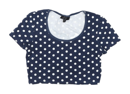 Womens UK Size 8 Topshop Blue Cropped T-Shirt