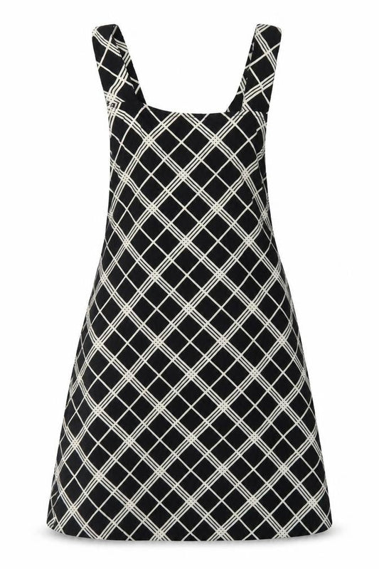 Motel Women's Black Check Tie Dress XS